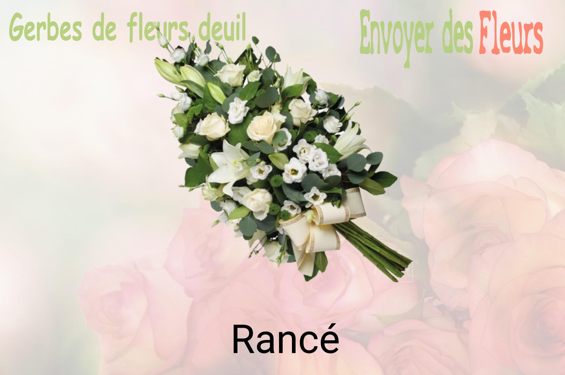 Gerbe de fleurs de deuil livrée à Rancé
